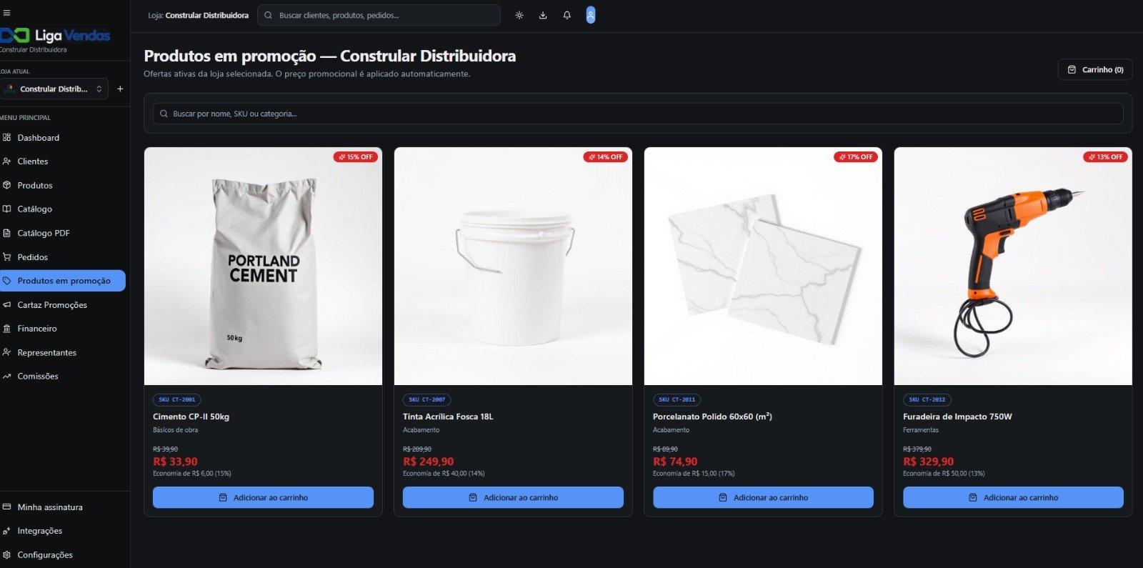 Produtos em promoção